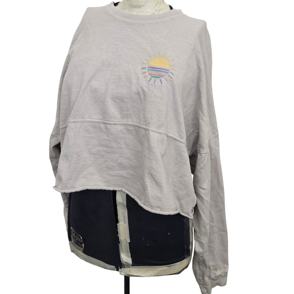 Awesome Spirit Jersey L SeaWorld Cropped Rainbow Glitter Sweatshirt Made in USA